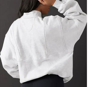 Sweat-shirt d'hiver en coton surdimensionné pour femmes, col demi-zip, polaire imprimé, technique, spandex, demi-zip, vente en gros OEM - Product Image 2