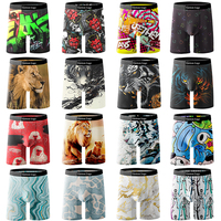 Boxers pour hommes à usage quotidien, imprimé animal rouge, sous-vêtements respirants, écologiques, anti-humidité, en tissu tricoté doux