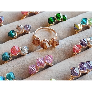 Gold Plated Wire Wrap <b>Crystal</b> Rings with Vibrant Beads Stylish Resale Appeal - Product Image 1