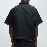 NOUVEAU 2026 T-shirt Homme Noir Manches Courtes Col V Grande Taille Personnalisable Logo 100% Coton Popeline Écologique Infroissable Style Urbain
