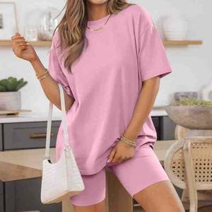 Conjunto de pijama de Modal de dos piezas de moda para mujer, pantalones cortos informales de manga corta con logotipo en la parte delantera, ropa para el hogar, conjunto de 2 piezas para mujer - Product Image 4