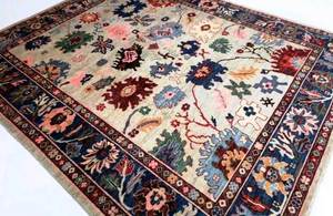 Juego de alfombras de lana Oushak Vintage de 8x10, alfombras revolucionarias Rosas y azules anudadas a mano para sala de estar, alfombra hermosa para el hogar - Product Image 2