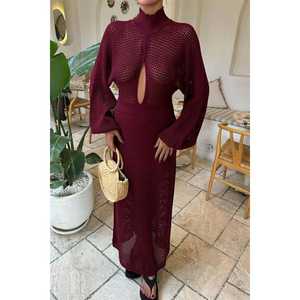 Vestido de punto calado 2854 con cintura natural y característica transpirable - Product Image 5