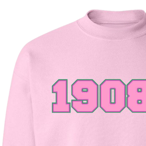 Sudadera AKA 1908 Ivy con Cuello Redondo, Bordado Rosa Claro y Verde, Prenda Personalizada para Hermandades Griegas - Product Image 2