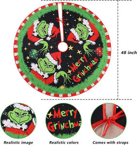 Jupe de sapin de Noël en tissu chaud et confortable, design rond pour couvrir la base du sapin de Noël, décoration festive pour la maison - Product Image 2