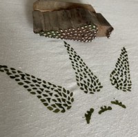 Stempel Kayu Ukir Tangan Tekstur Daun untuk Cetak pada Kain, Tanah Liat