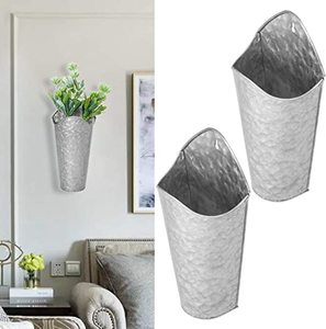Galvanized Hanging Metal Wall Vases Planter for Flowers Farmhouse Style Wall Decor Planter - Product Image 6