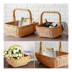 Cestas de almacenamiento de ratán tejidas a mano de alta calidad Organizador de mimbre Ahorro de espacio y elegante Hecho en Vietnam Servicio personalizado - Product Image 3