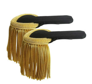 Gold Bullion <b>Tassel</b> Shoulder Epaulette Fringe Embroidery <b>Trimmings</b> for Board Uniforms Includes Hamza Badges Eco-Friendly - Product Image 4