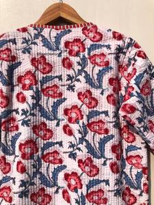 Chaqueta Acolchada de Algodón con Estampado en Bloques, Hecha a Mano, Estilo Boho, Abrigo para Mujer, Pedidos al por Mayor - Product Image 6