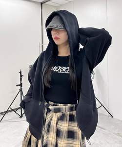 Haute qualité femmes Streetwear Style sweat à capuche zippé Pigment sweat à capuche zippé femmes acide effet lavé à capuche pour hommes et femmes - Product Image 3