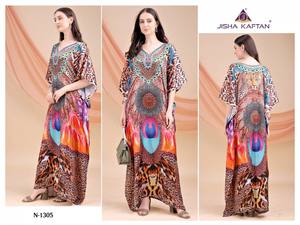 Wholesale Neeta Creation Indian Satin Printed <b>Kaftans</b> for <b>Women</b> Short Sleeve Elegant Polyester Clothing Accessories Muslim - Product Image 5