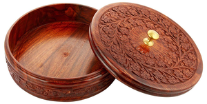 Cazuela Redonda para Roti con Acabado de Caoba Premium Hecha a Mano para Cocina, Olla Caliente para Roti con Tapa, Caja para Chapati Roti Indio - Product Image 5