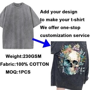 Men’s 100% Cotton Heavyweight Acid Wash T-Shirt – Distressed <b>Vintage</b> Custom Logo Oversized Luxury <b>Tee</b> - Product Image 2