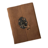 Journal en cuir vintage à couverture rigide avec reliure thermique, mini cadenas et clé, en cuir véritable pour écrire des journaux de voyage - Cadeau