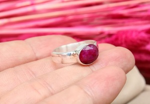 Doğal pembe yakut yüzük ısıtılmamış işlenmemiş Roby taş çerçeve ayarı düğün yıldönümü hediyesi temmuz Birthstone yakut Rubin yüzük - Product Image 6