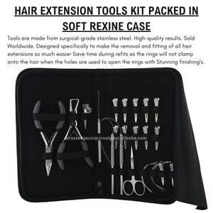 Kit d'outils d'extension de cheveux en argent pince pour enlever les microbilles Mini ciseaux 12 pièces clips de sectionnement en acier inoxydable crochet de doigt de séparation - Product Image 5