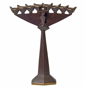 Moderne rustique 9 bras Hanukkah Menorah or fini classique juif religieux bougeoir en gros pas cher prix - Product Image 1
