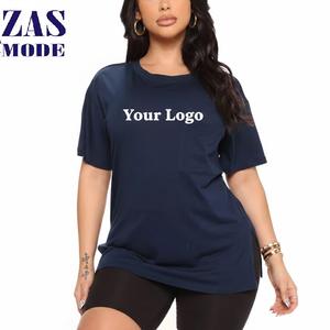 เสื้อยืดผู้หญิงลำลองเซ็กซี่สำหรับฤดูร้อน คอกลม ดีไซน์ 3 มิติ ไม่ซ้ำใคร ผ่าข้าง แขนสั้น ผ้าฝ้ายถัก ระบายอากาศ ทรงปกติ 220 - Product Image 1