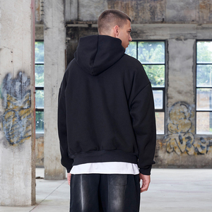 Sudadera con capucha de lana de gran tamaño para hombre con estampado de araña logotipo personalizado bordado ropa de calle recortada con capucha para invierno - Product Image 2