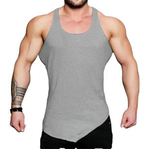 Débardeur de course mince pour hommes personnalisé Singlet en coton de couleur unie pour le sport Respirant Fitness Workout Casual Gilet sans manches - Product Image 2