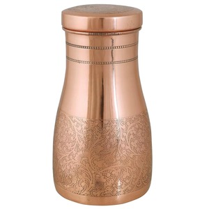 Carafe en cuivre à l'éclat naturel avec double paroi et couvercle, étanche, grande capacité - Ajoute de la chaleur et du luxe aux cuisines/espaces de repas - Product Image 3