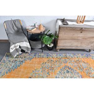 พรมทอสไตล์ตุรกีแนววินเทจผ้าวูลสีส้มน้ำเงิน5.3X9.5ฟุตมีแผ่นยางรองสำหรับตกแต่งห้องนั่งเล่น - Product Image 3
