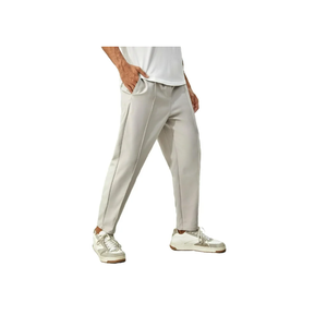 2025 Hit pantalons décontractés pour hommes coupe régulière léger doux au toucher mélange de Polyester taille moyenne uni teint motif droit pantalon - Product Image 3