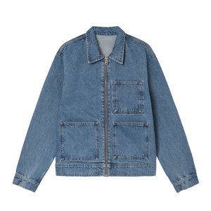 Veste en jean élégante pour homme, vêtement décontracté moderne, col rabattu, manches longues, vêtement d'extérieur avec poignets ajustables pour un usage quotidien - Product Image 1