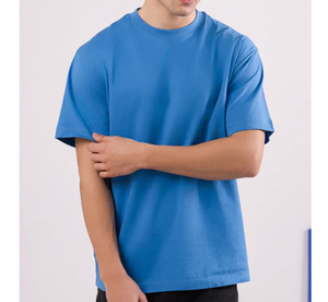 T-shirts unisexes 100% coton Impression personnalisée devant Jersey uni 180g T-shirts pour hommes bleu col rond manches courtes Séchage rapide - Product Image 4