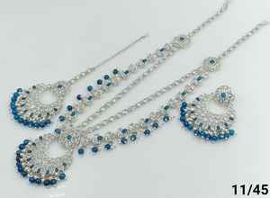 ÚLTIMO COLLAR LARGO DE FANTASÍA ANTIGUO CHAPADO EN PLATA SIN CORTAR CON CONJUNTO DE PENDIENTES MANGTIKKA Y CONJUNTO DE JOYERÍA PARA MUJER - Product Image 3