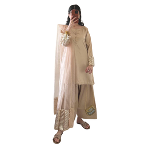 Slim Fit Patiala Shalwar Cierre de botón Ropa casual 3 piezas Pakistani Farshi Indian Punjabi Vestidos con patrón sólido - Product Image 1