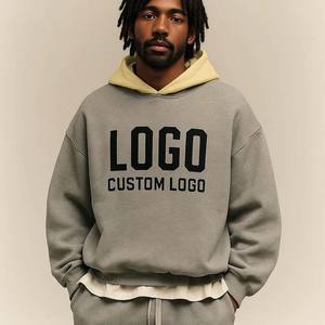 Sudaderas con capucha de diseñador personalizadas Gruesas y cómodas 400 Gsm Gráfico personalizado Sudaderas con capucha de dos tonos de gran tamaño Temporada de invierno - Product Image 1