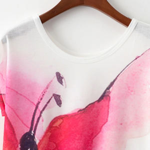 Camiseta de diseñador de algodón 100% para mujer con logotipo personalizado Patrón sólido Ropa de punto de talla grande - Product Image 3