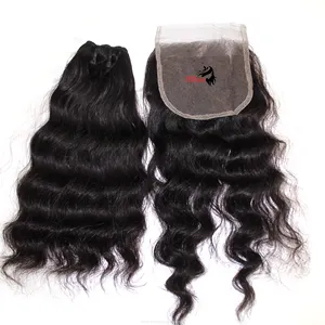 Wholesale Hair bundles with closure In Weft Double Drawn, 12A Raw Indian Hair HD Lace Frontal Wig Brazilian Virgin