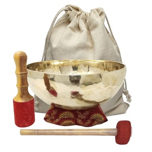 Juego de cuencos para cantar de Yoga redondos pulidos en oro, cuenco curativo con sonido de meditación tibetana, cuenco tibetano de diseño martillado. - Product Image 2