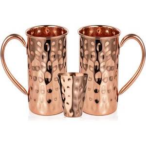 Jarra y Juego de Tazas de Cobre Martillado Premium, Jarra de Agua 100% Cobre Puro, Garrafa de Cobre Resistente para la Salud y el Bienestar - Product Image 1