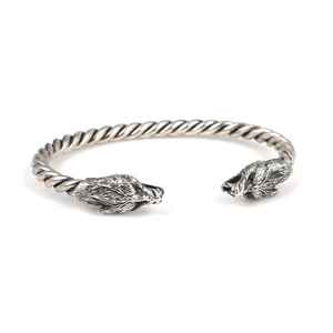 925 Sterling <b>Silver</b> Wolf Head Twisted <b>Men</b>’s Bracelet | Handmade Turkish Jewelry - Product Image 4