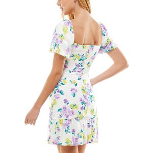 Vestito Elegante Estivo Traspirante con Stampa Floreale Viola e Maniche a Sbuffo per Ragazze City Studios, Lunghezza al Ginocchio, Vita Naturale, Taglia 13 - Product Image 2