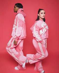 Custom Streetwear Solid Acid Wash Zip up Tracksuit Applique <b>Patch</b> Embroidery Distressed Hoodie & Flared Sweatpants Set - Product Image 5