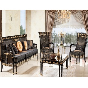 Meubles de salon finition noire, Style moderne, canapé 5 places pour la maison, aspect élégant, sculpté à la main, salon - Product Image 1