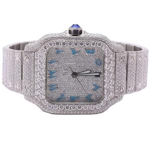 Montres en acier inoxydable de luxe pour hommes, collection VVS 1 Clarity, cadran en acier inoxydable, serties de diamants en moissanite, entièrement serties de quartz - Product Image 1