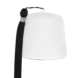 Shriners Fez Hommes Maçonnique Bahia Orné Rouge Fez 7 1/4 Sabbar Clowns Chapeau Tassel & Case Blanc Avec Or Tassel - Product Image 6