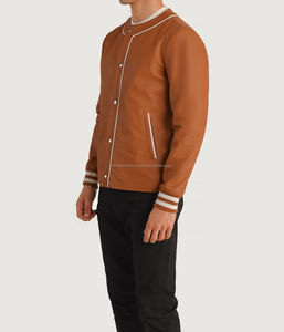 Camisas de cuero informales con estampado de béisbol personalizado de alta calidad, nuevo diseño de invierno, cuello mandarín, tela de Popelina, uso de cuero Natural - Product Image 4