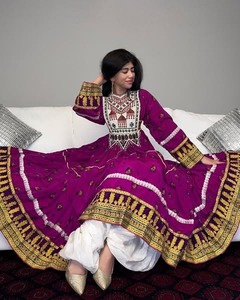Vibrant Girls Ethnic Chiffon <b>Long</b> Sleeve Vintage Embroidered Attire with Colorful Threadwork for Cultural Nights and Weddings - Product Image 3