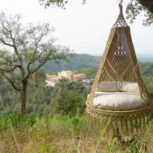 Hermosa Silla Colgante de Macramé para Uso en Exteriores, Hamaca Colgante para Jardín, Muebles de Exterior de Metal Duradero - Product Image 1