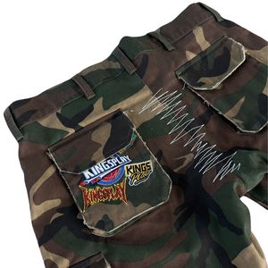 Mens Patchwork <b>Camo</b> Denim Jorts <b>Cargo</b> Style <b>Shorts</b> Streetwear Graphic Embellished Cutoff Jean <b>Shorts</b> Casual Summer Wear - Product Image 2