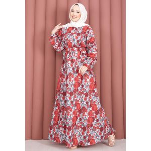 Abito con cintura a fantasia floreale <span class=keywords><strong>rosso</strong></span>, stile High Street, ODM, per feste, taglia XS, vita impero, con volant naturali, drappeggiato, lavabile - Product Image 3