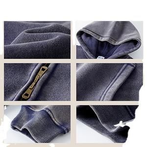 Sweat à capuche zippé 100 % coton délavé premium pour homme, style rétro vieilli, streetwear tendance, vente en gros - Product Image 6