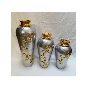 Floreros de decoración de lujo para el hogar, soporte con diseño de hojas, diseño artístico, florero de Metal, venta al por mayor - Product Image 1